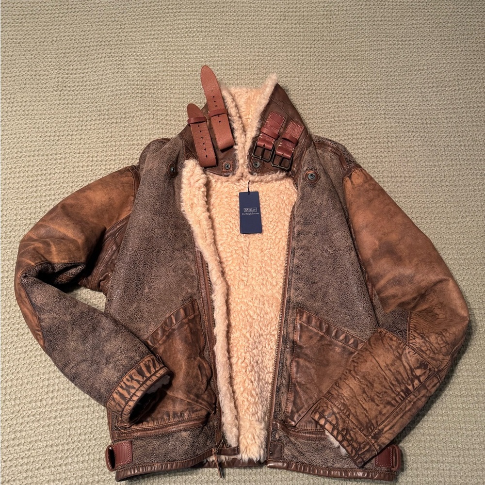 Polo Ralph Lauren Brown Leather Shearling Jacket
